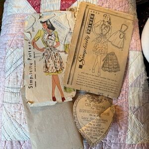 Vintage Simplicity Sewing Pattern Pack with Floral Apron Illustration